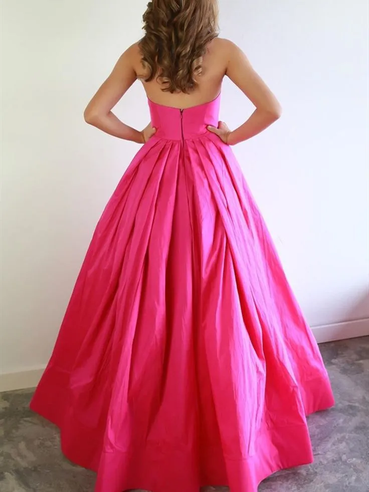 2025 Pink Formal Evening Dresses Satin Strapless Prom Dresses Long