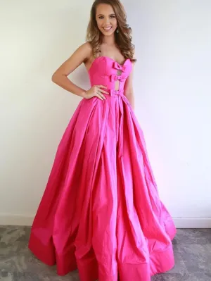 2025 Pink Formal Evening Dresses Satin Strapless Prom Dresses Long