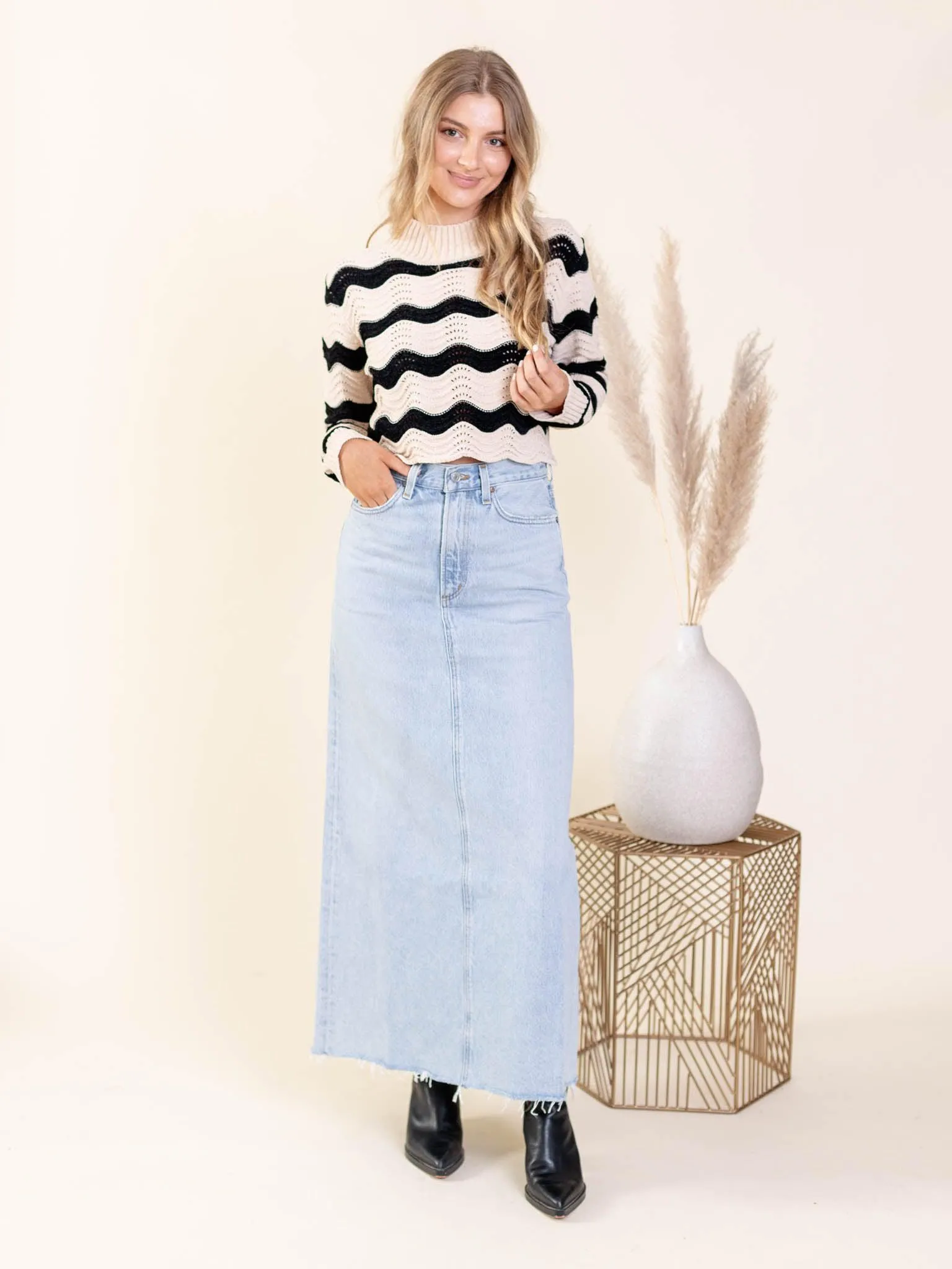 AGOLDE Practice Hilla High Rise Denim Skirt