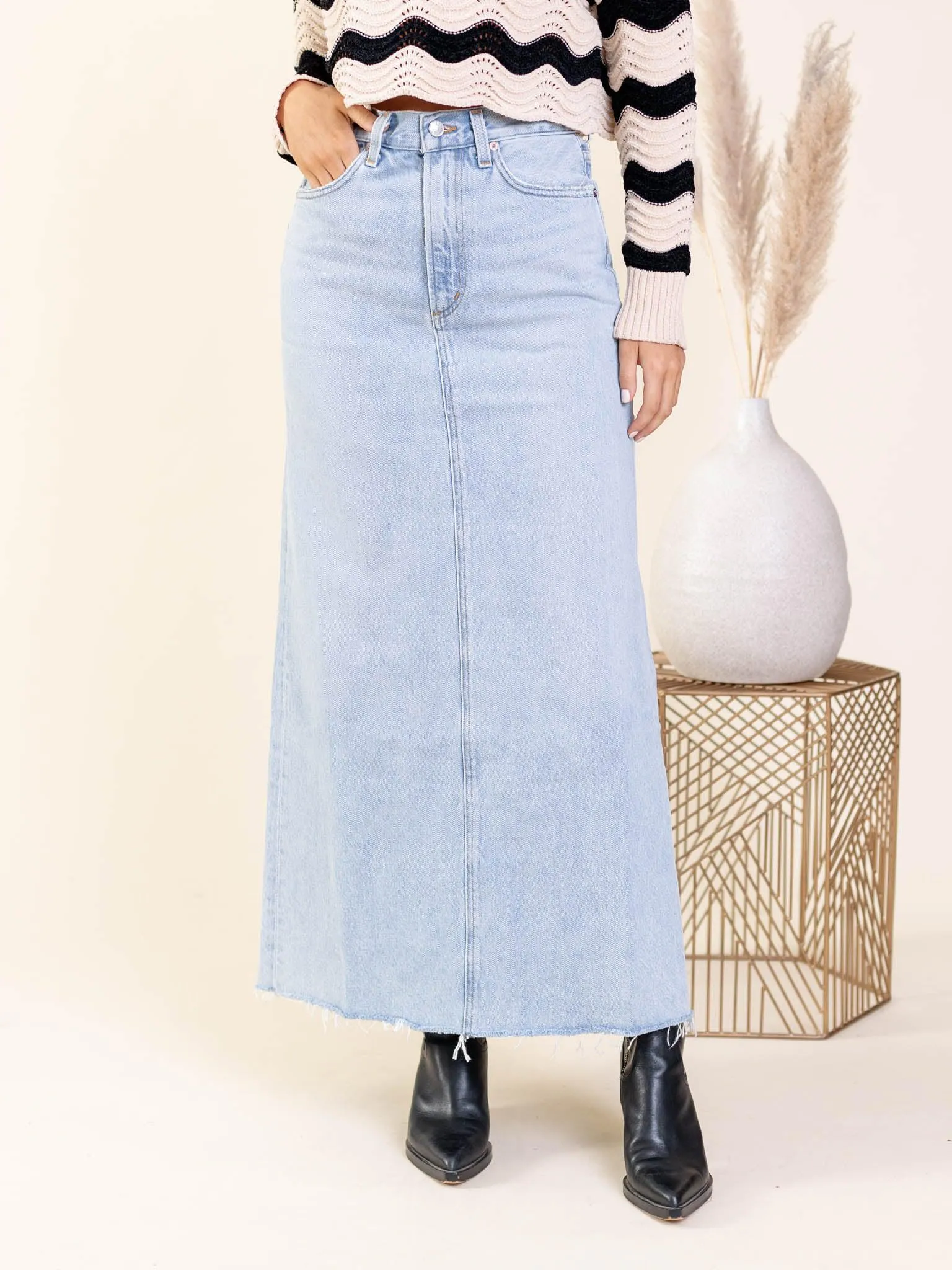 AGOLDE Practice Hilla High Rise Denim Skirt
