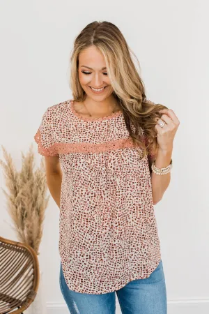 All That You Need Animal Print Blouse- Dusty Coral