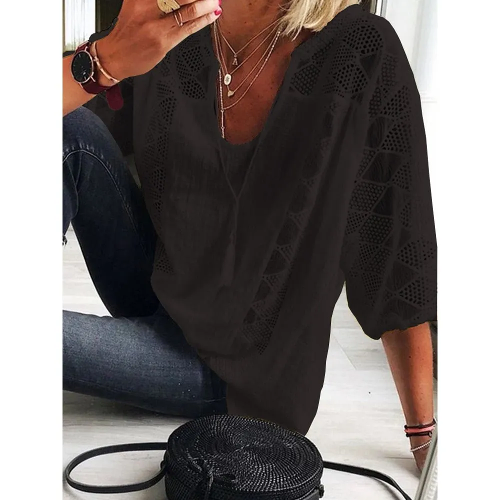 Alodia® | Boho Crochet Detail Blouse