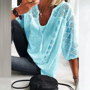 Alodia® | Boho Crochet Detail Blouse