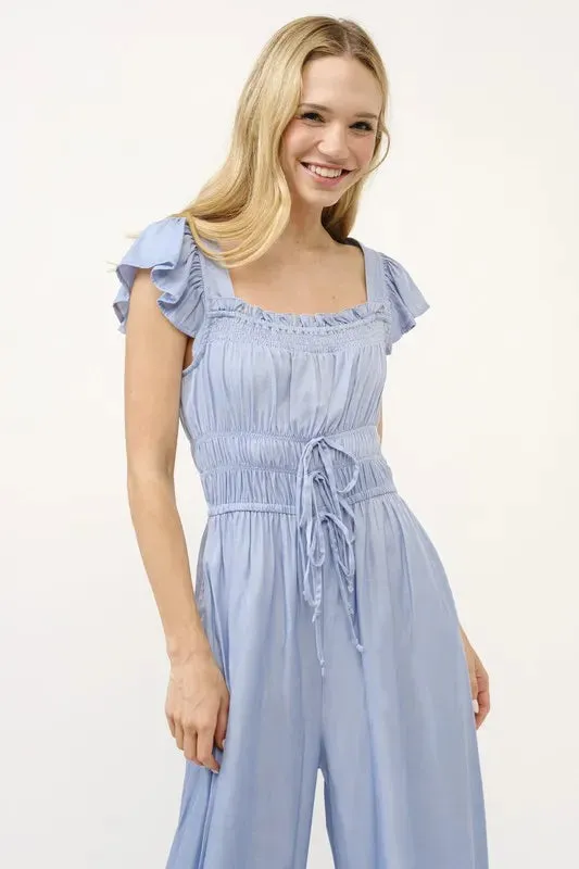 And The Why Ruched Multi Strings Jumpsuit