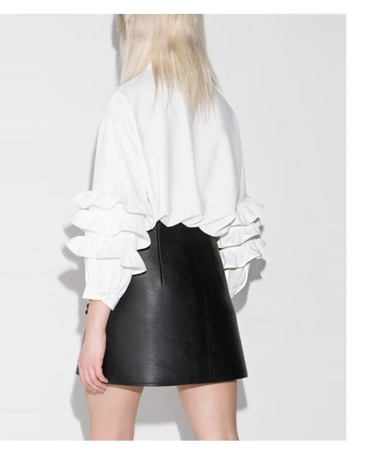 Andy White Ruffle Sleeve Blouse