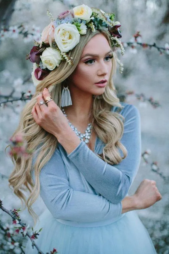 Anneprom Deep V neck Boho Wedding Dress With Long Sleeve Rustic Wedding Dresses APW0352