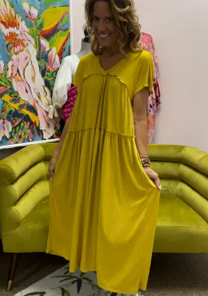 Anthro Yellow Maxi Dress