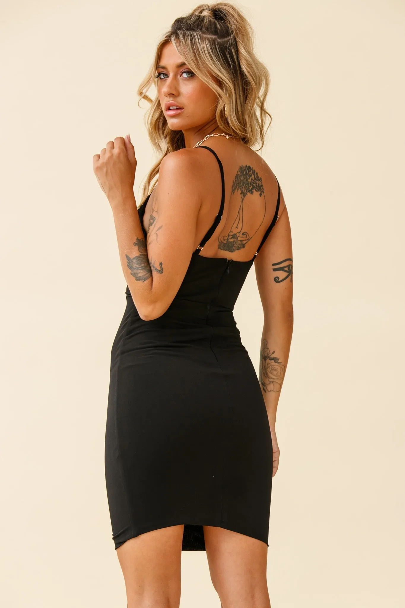 Argentina Crossover Bust Bodycon Dress Black