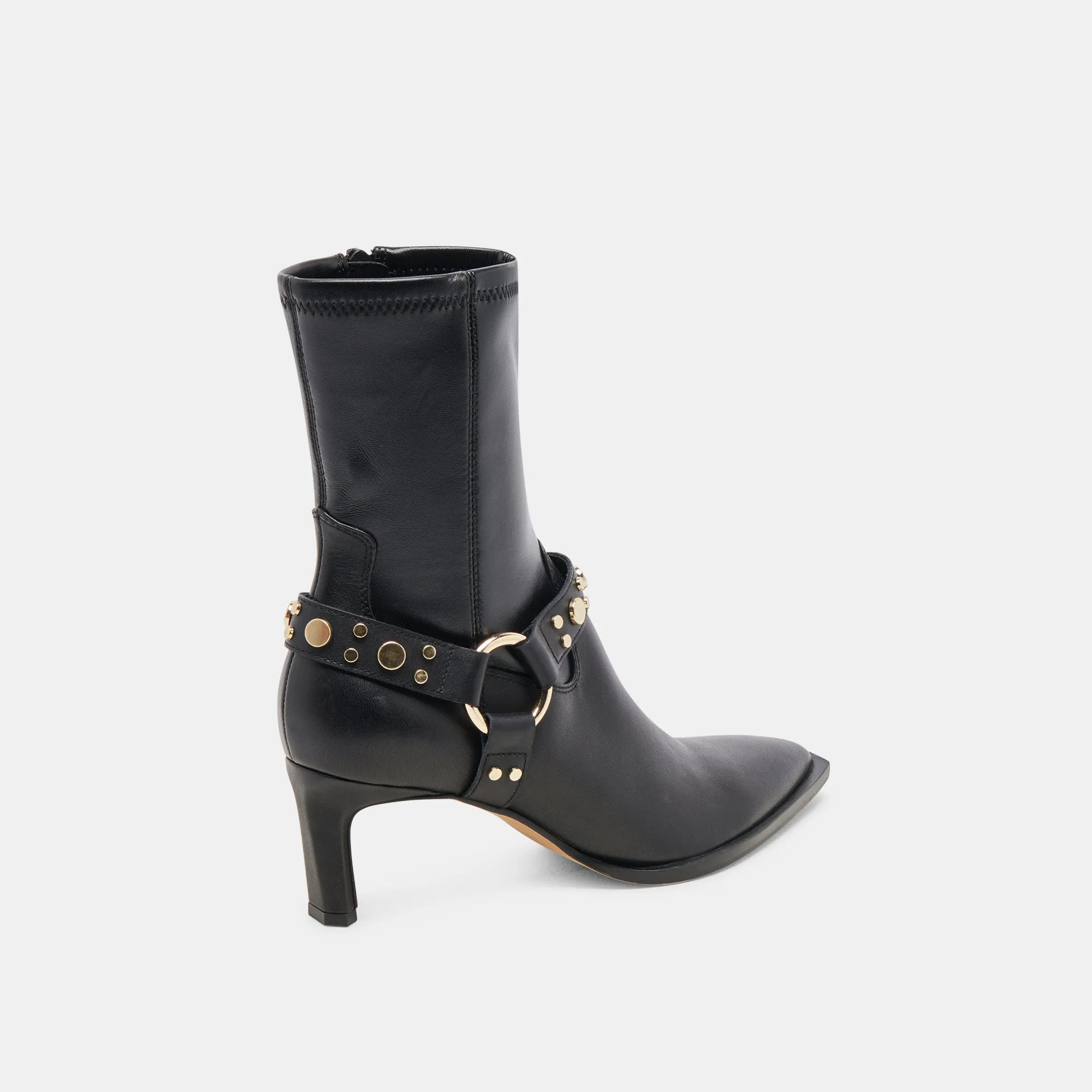 ARYA STUD WIDE CALF BOOTS BLACK LEATHER