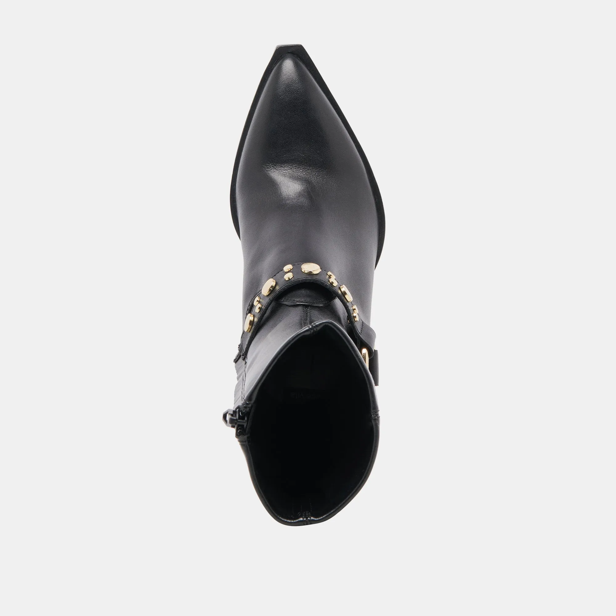 ARYA STUD WIDE CALF BOOTS BLACK LEATHER
