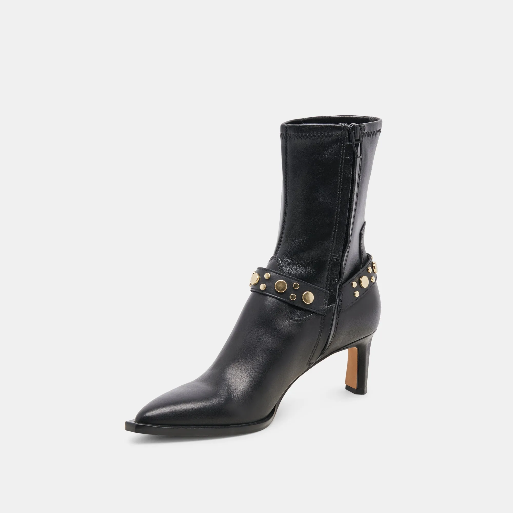 ARYA STUD WIDE CALF BOOTS BLACK LEATHER