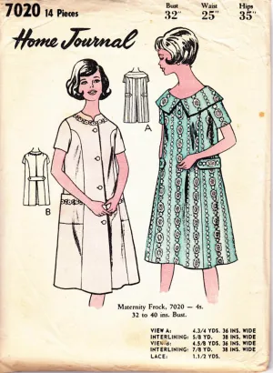 Australian Home Journal 7020 Womens Maternity Tent Dress 1960s Vintage Sewing Pattern Bust 32 inches UNUSED
