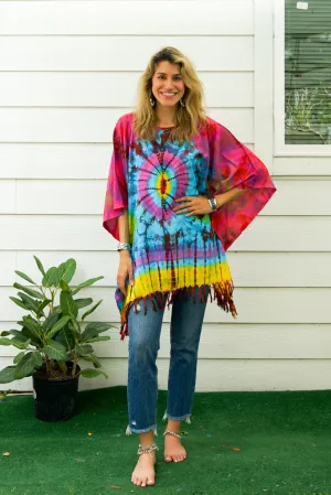 B7662- Hand Dyed Tunic Boho Kaftan Blouse Hippie Oversize Tops