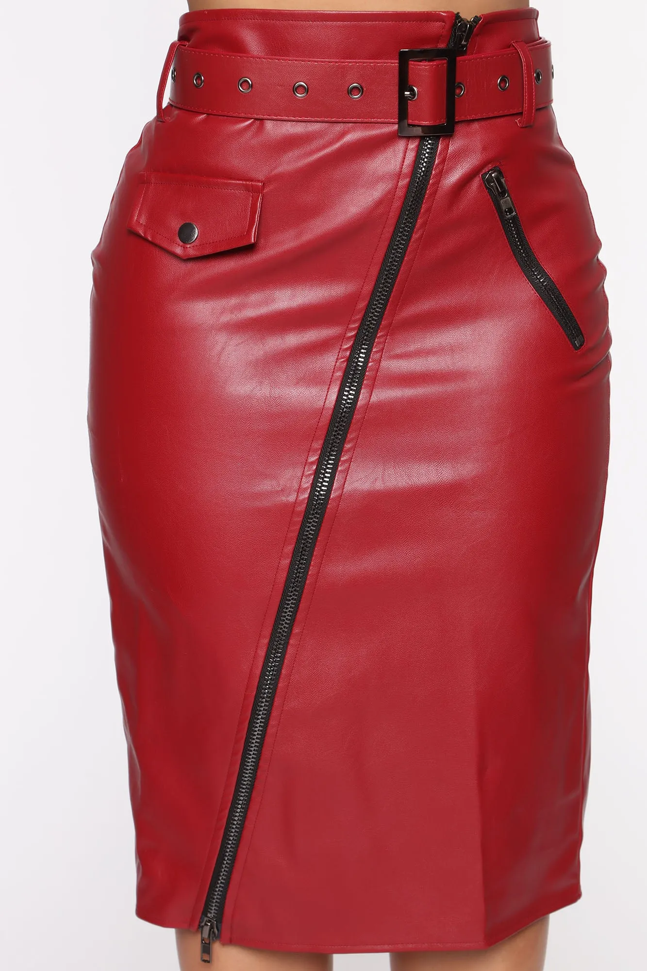 Bad Love PU Leather Skirt - Red