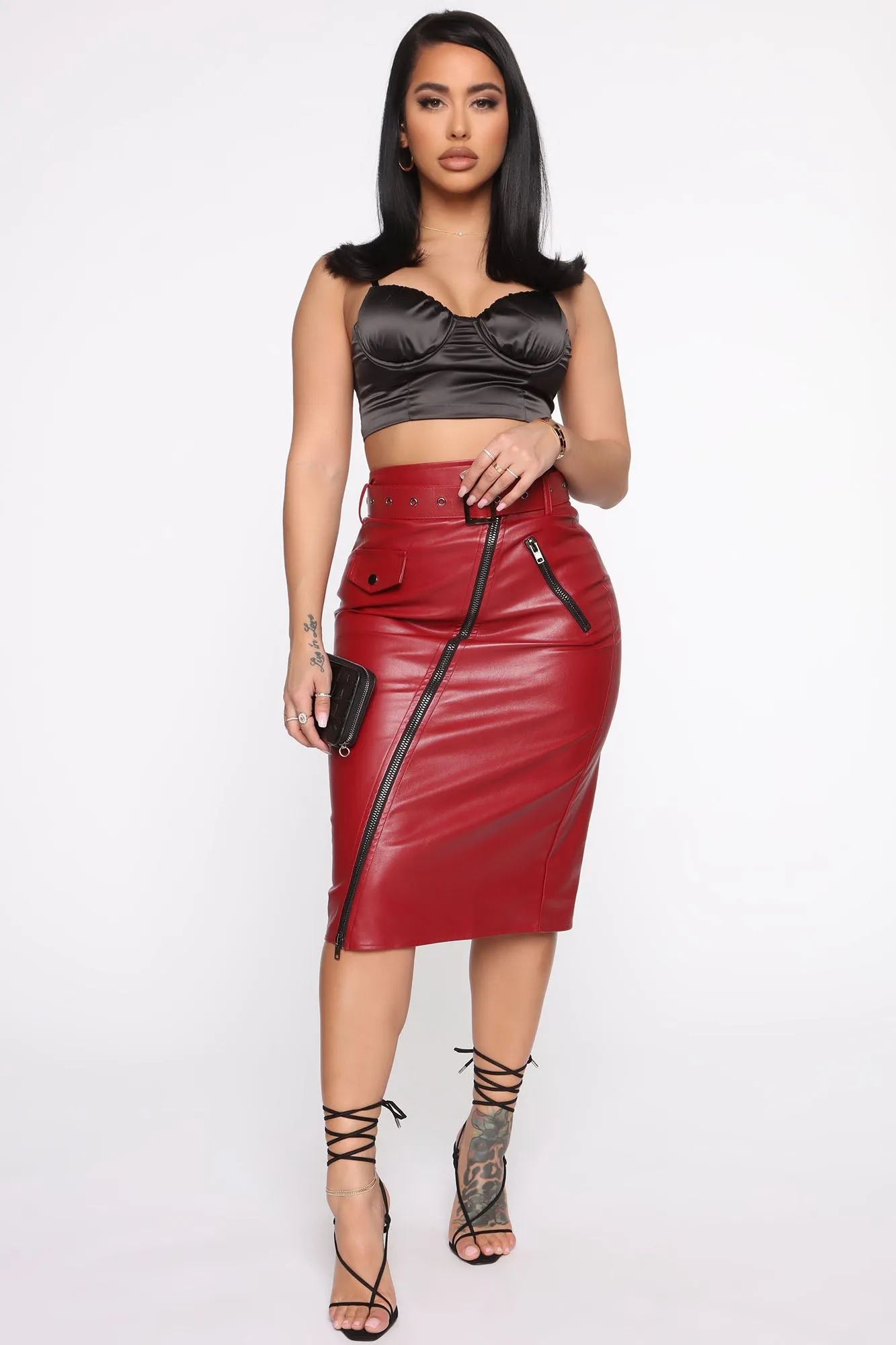 Bad Love PU Leather Skirt - Red