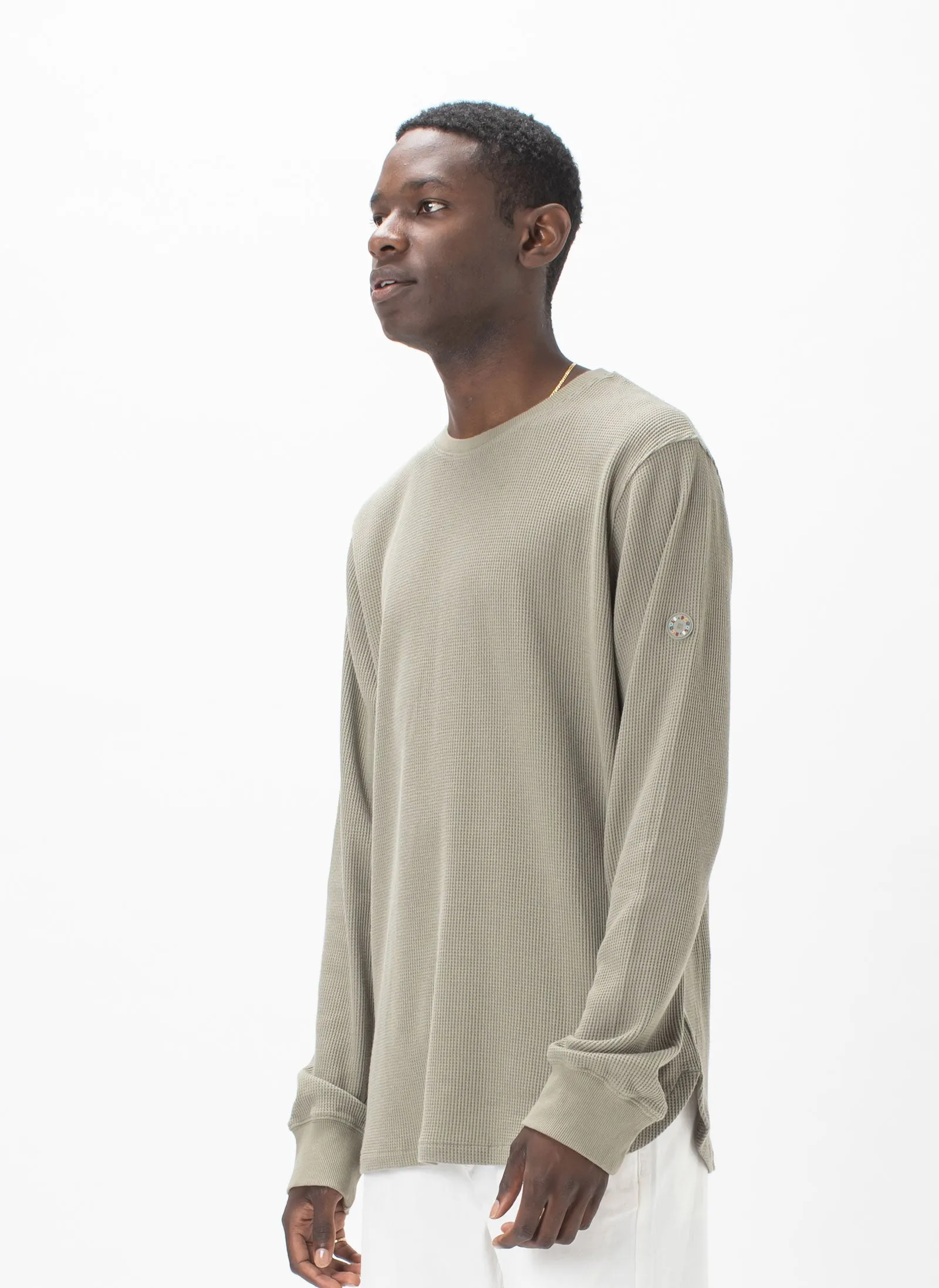 Badge Waffle Long Sleeve Sage