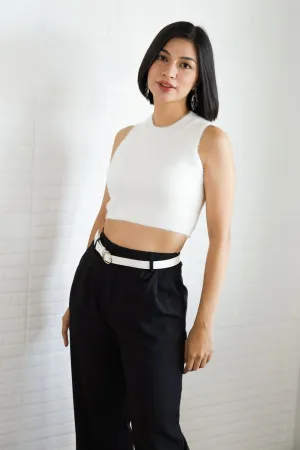 BAILEY Fuzzy Knit Tank Top (White)