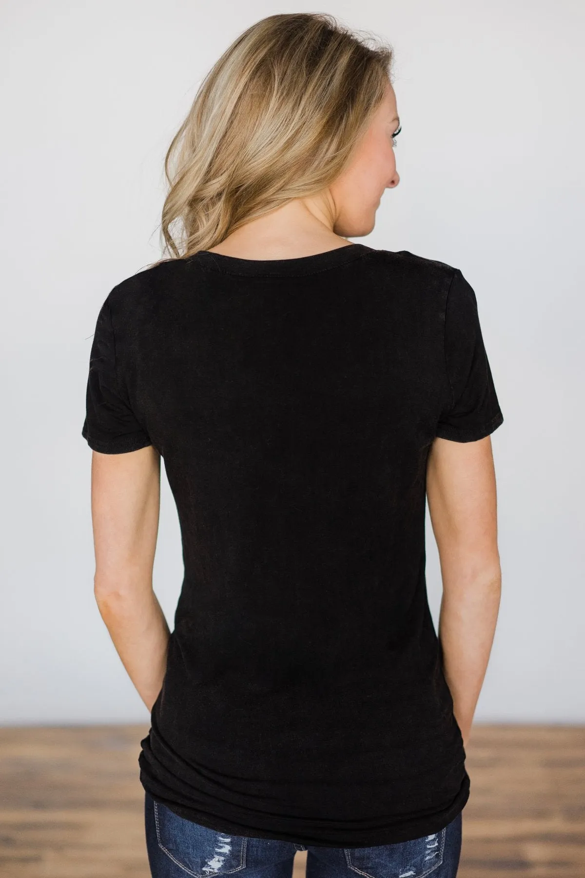 Basic Black V-Neck Top