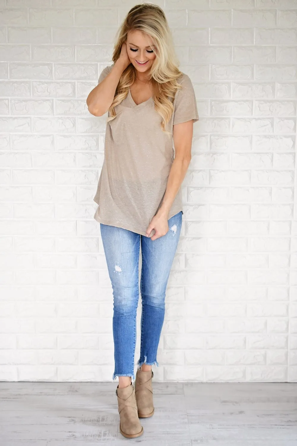 Basic Oatmeal Pocket Tee