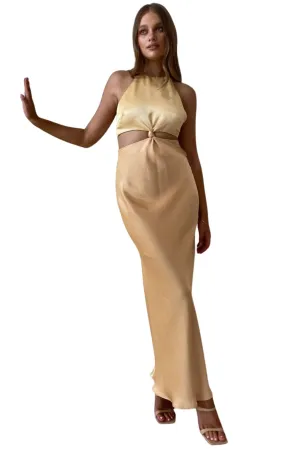 BEC   BRIDGE Carrie Halter Maxi Dress (Yellow Gold) - RRP $350