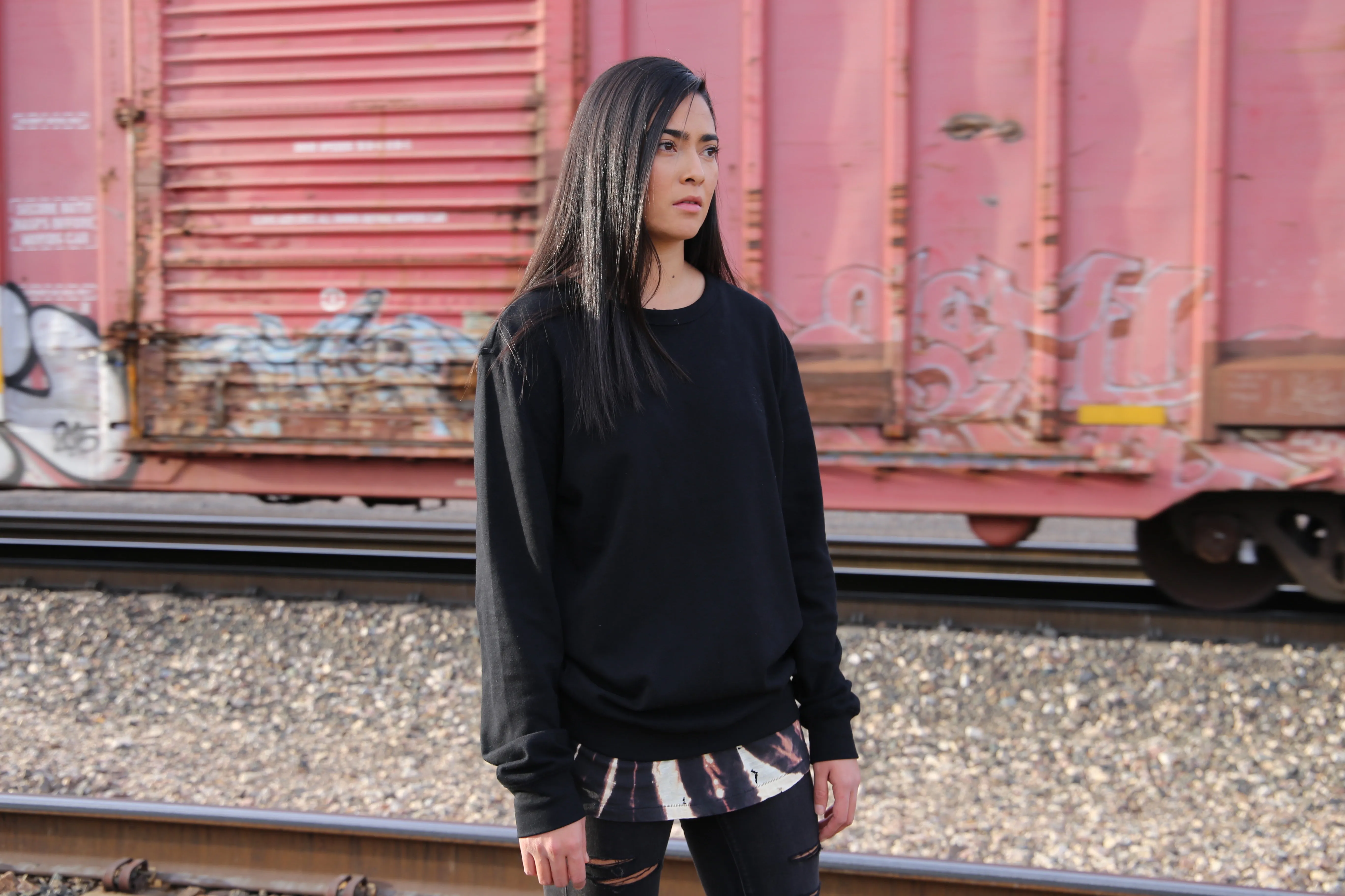 Black Basic Crew Sweater