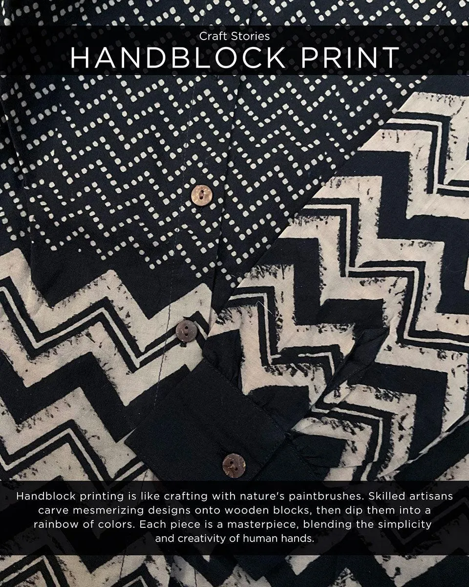 Black Block Printed Crop Top Blouse