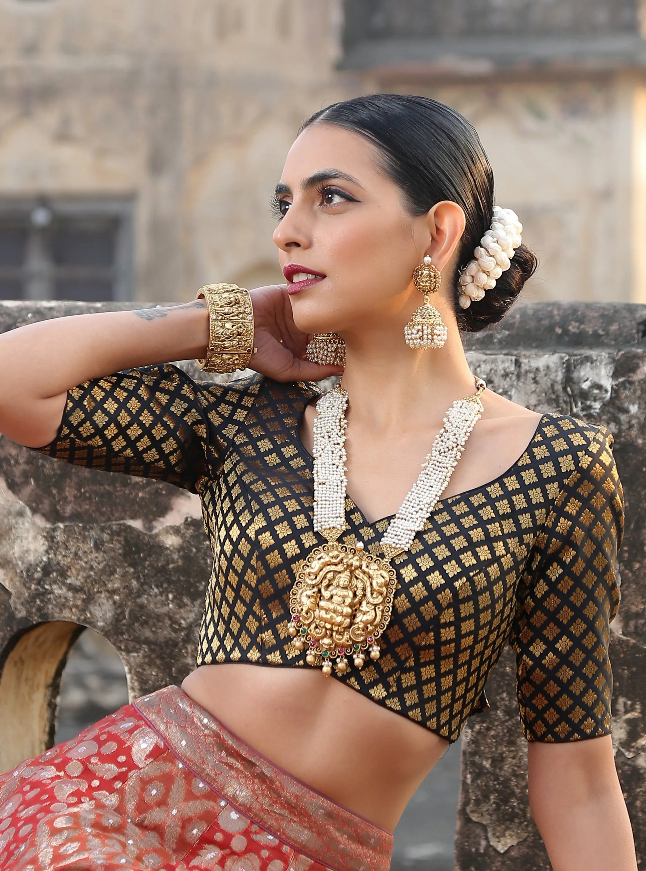 Black Brocade Blouse