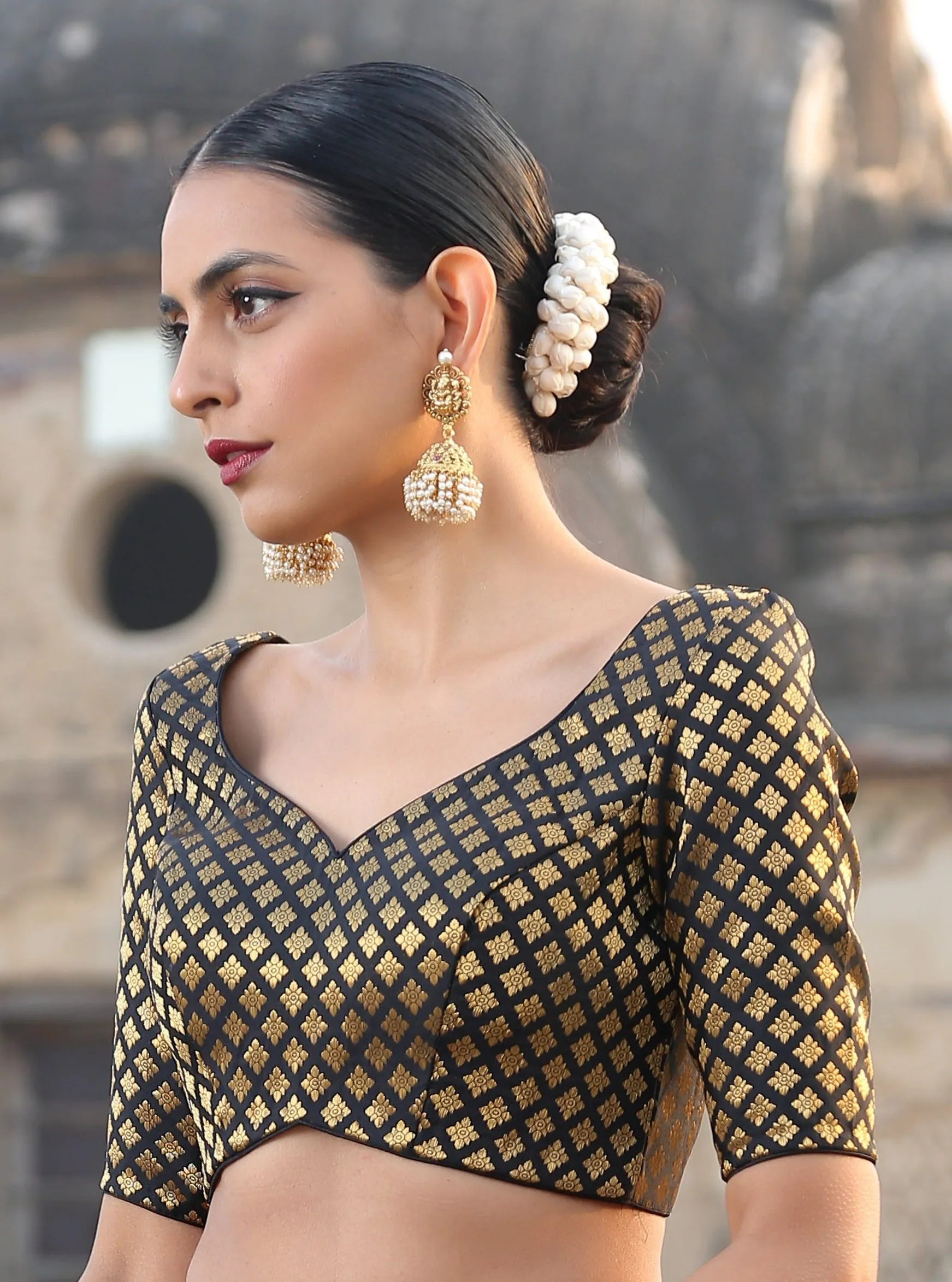 Black Brocade Blouse