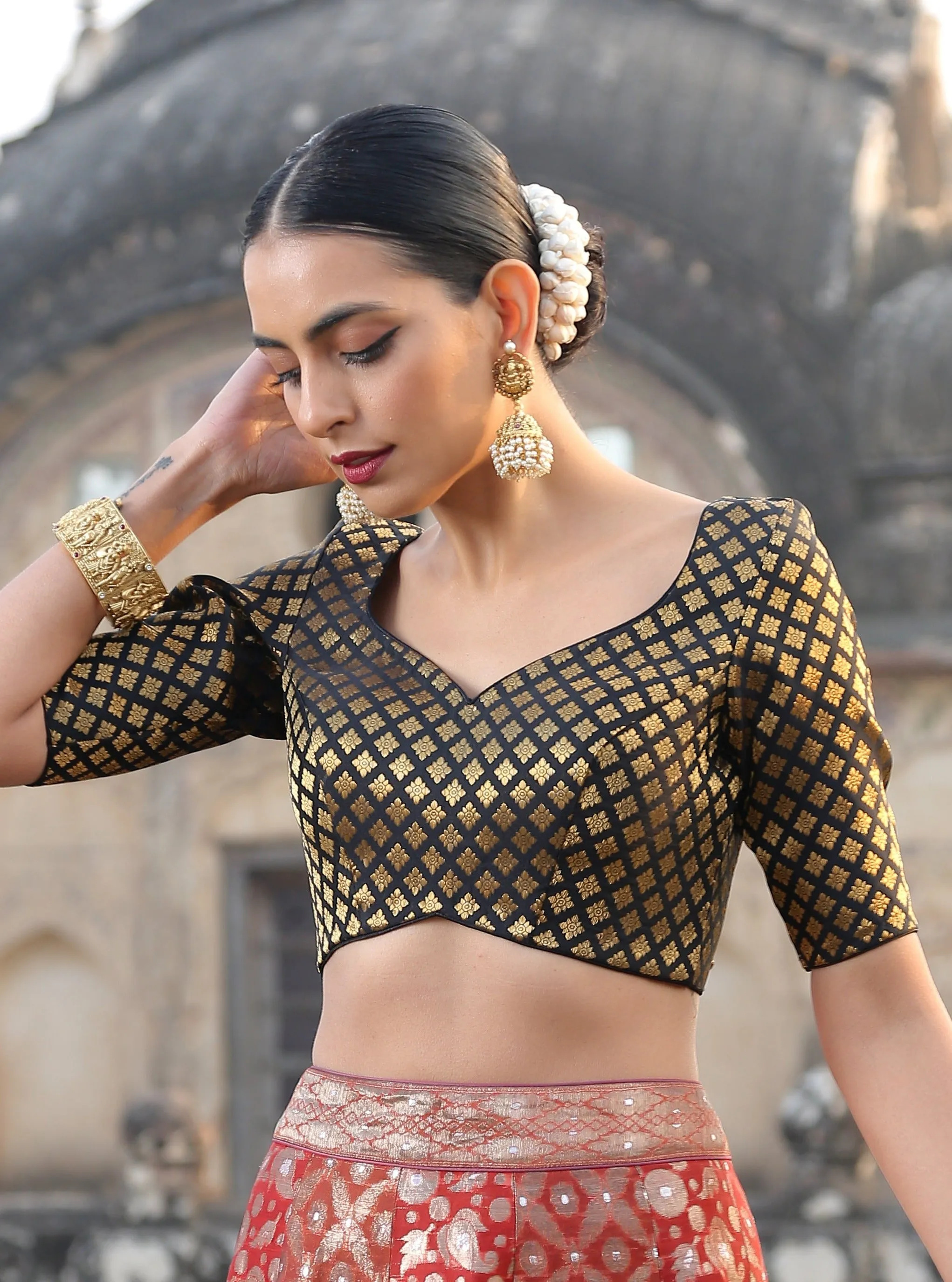 Black Brocade Blouse