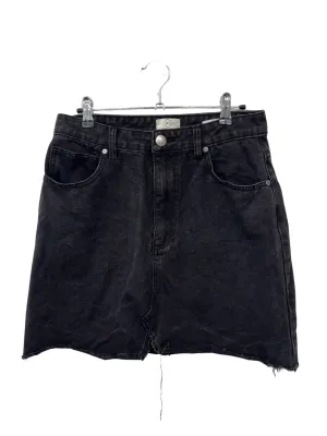 Black Denim Raw Hem Skirt