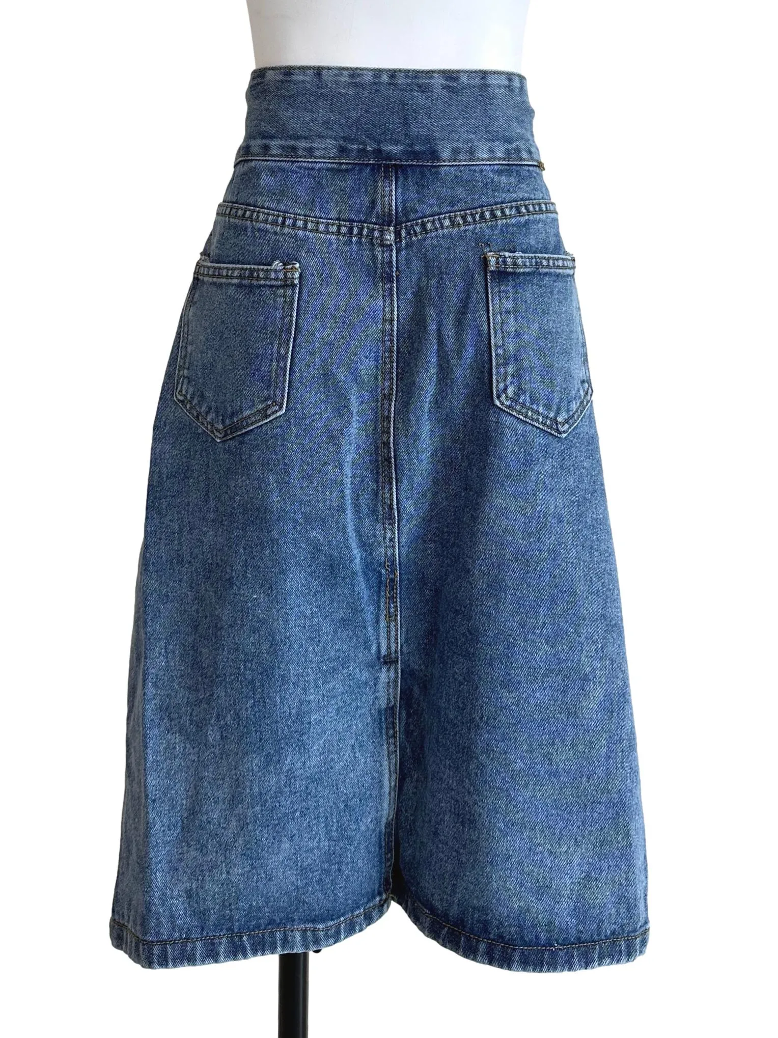 Blue Denim High Waisted Skirt