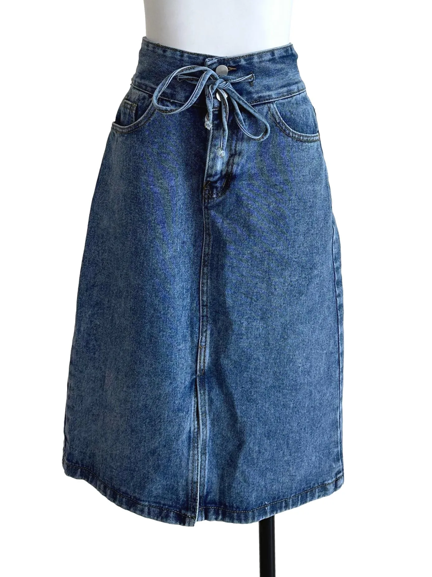 Blue Denim High Waisted Skirt