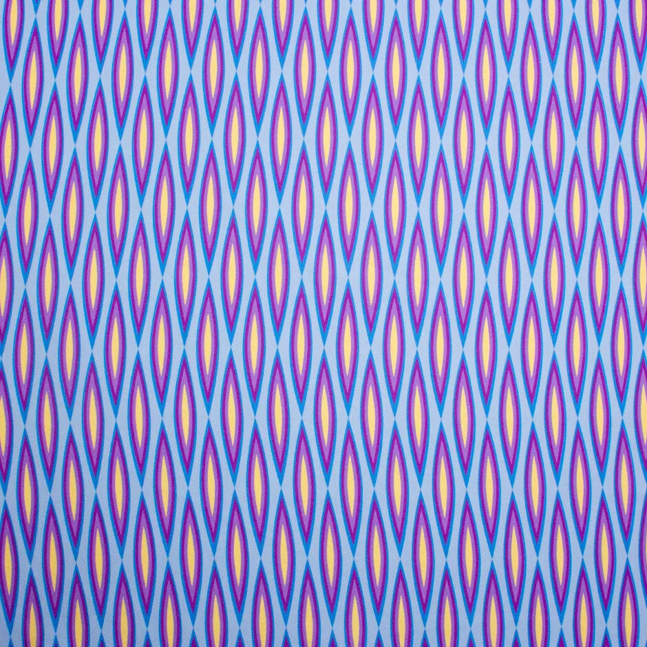 Blue, Purple & Yellow Geometric Printed Silk Twill (A 2.25m Piece)