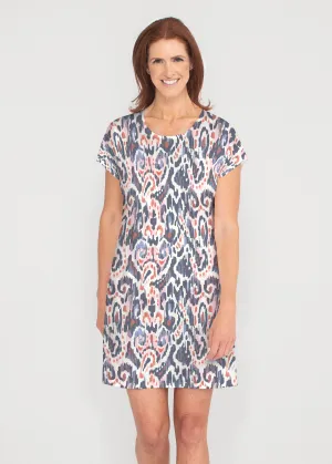 Boho Paisley (8054) ~ French Terry Short Sleeve Crew Dress