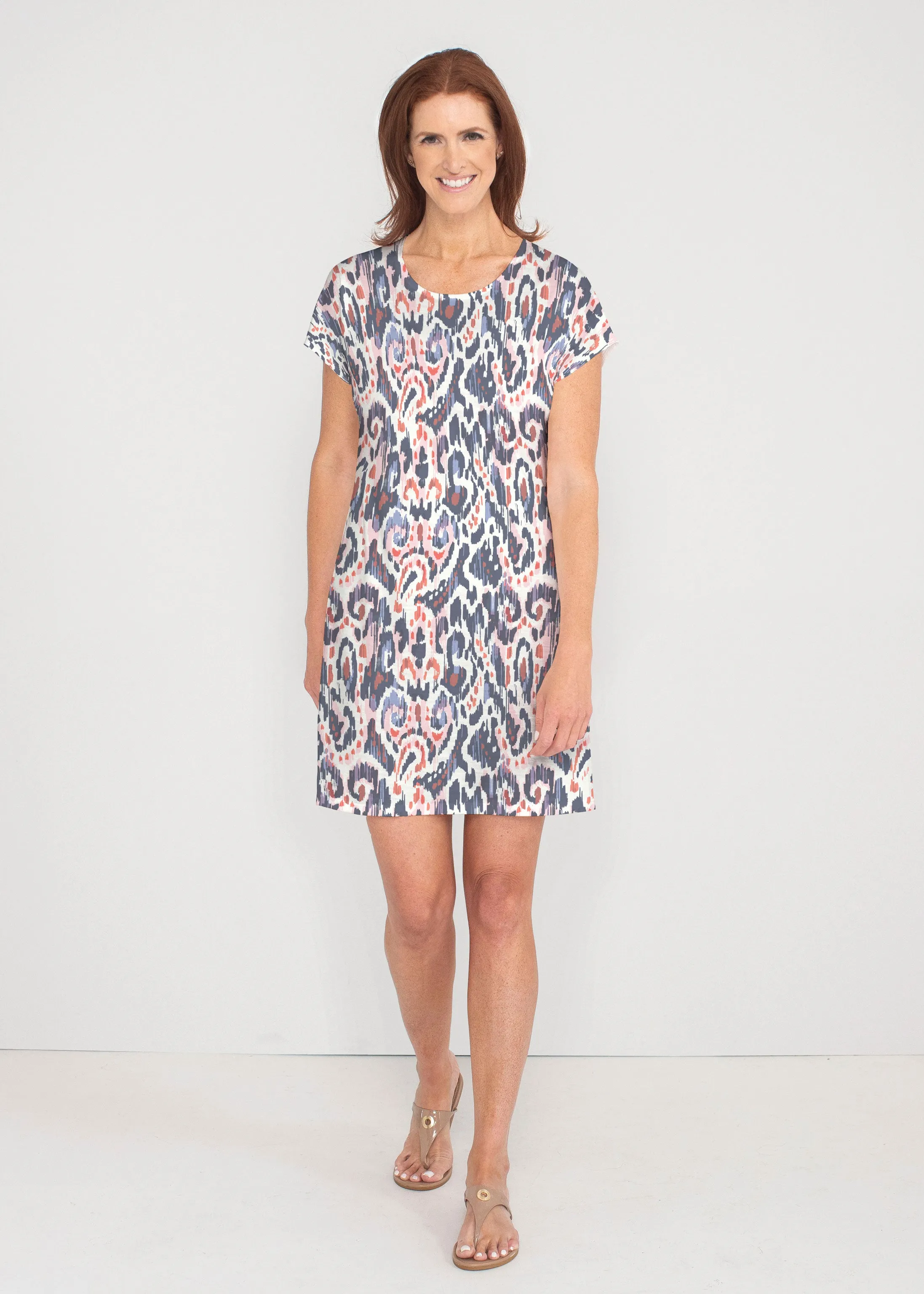 Boho Paisley (8054) ~ French Terry Short Sleeve Crew Dress