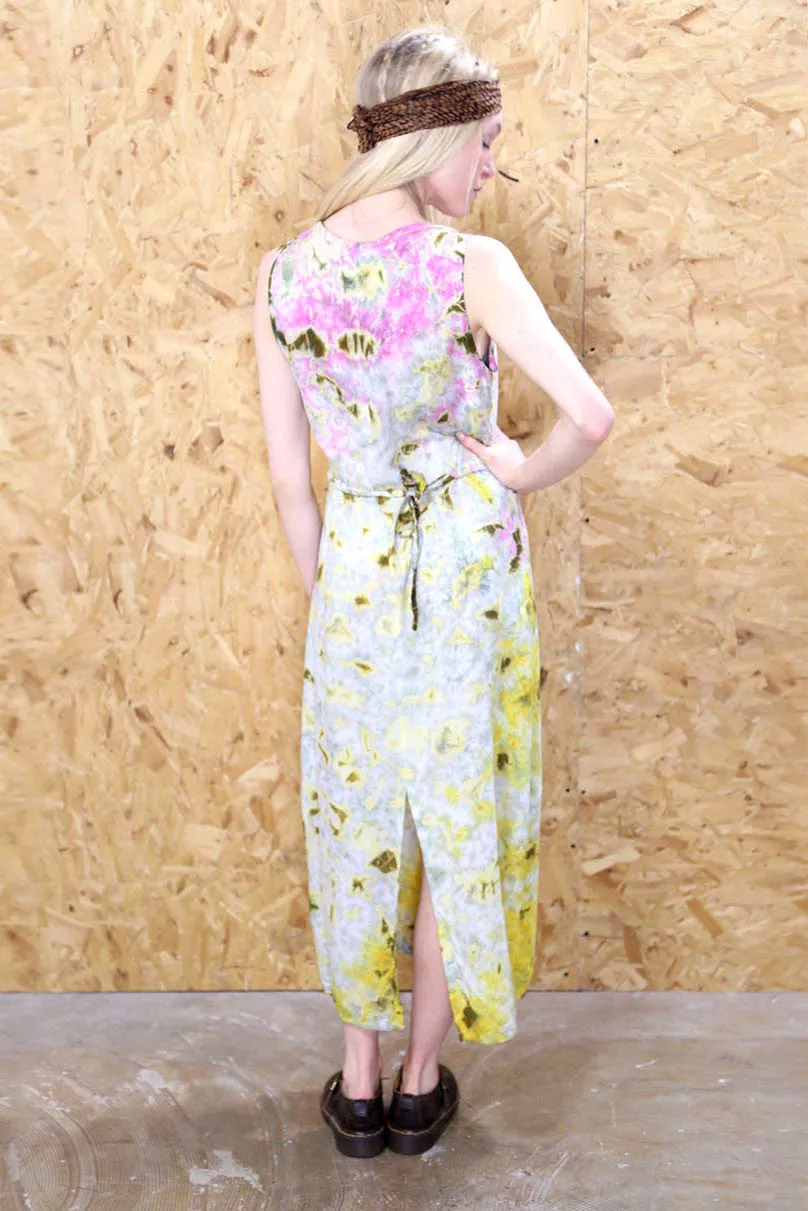 Boho Tie-Dye Effect Acid Wash Button Through Maxi Dress