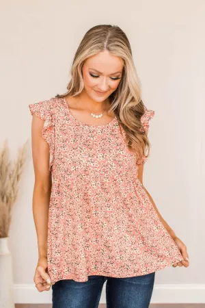 Breath of Spring Babydoll Top- Coral