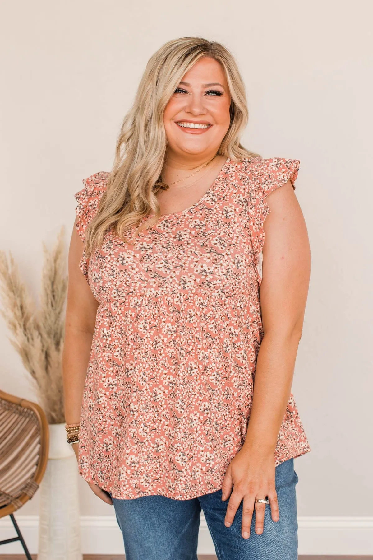 Breath of Spring Babydoll Top- Coral