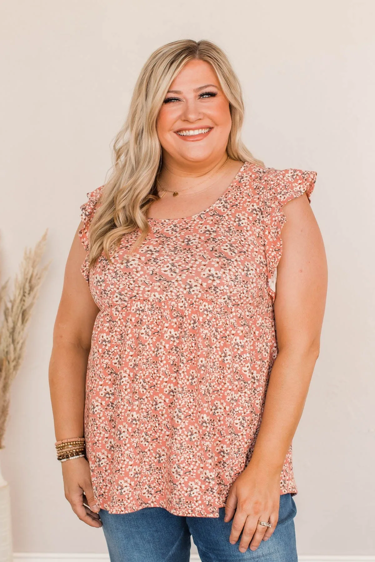 Breath of Spring Babydoll Top- Coral