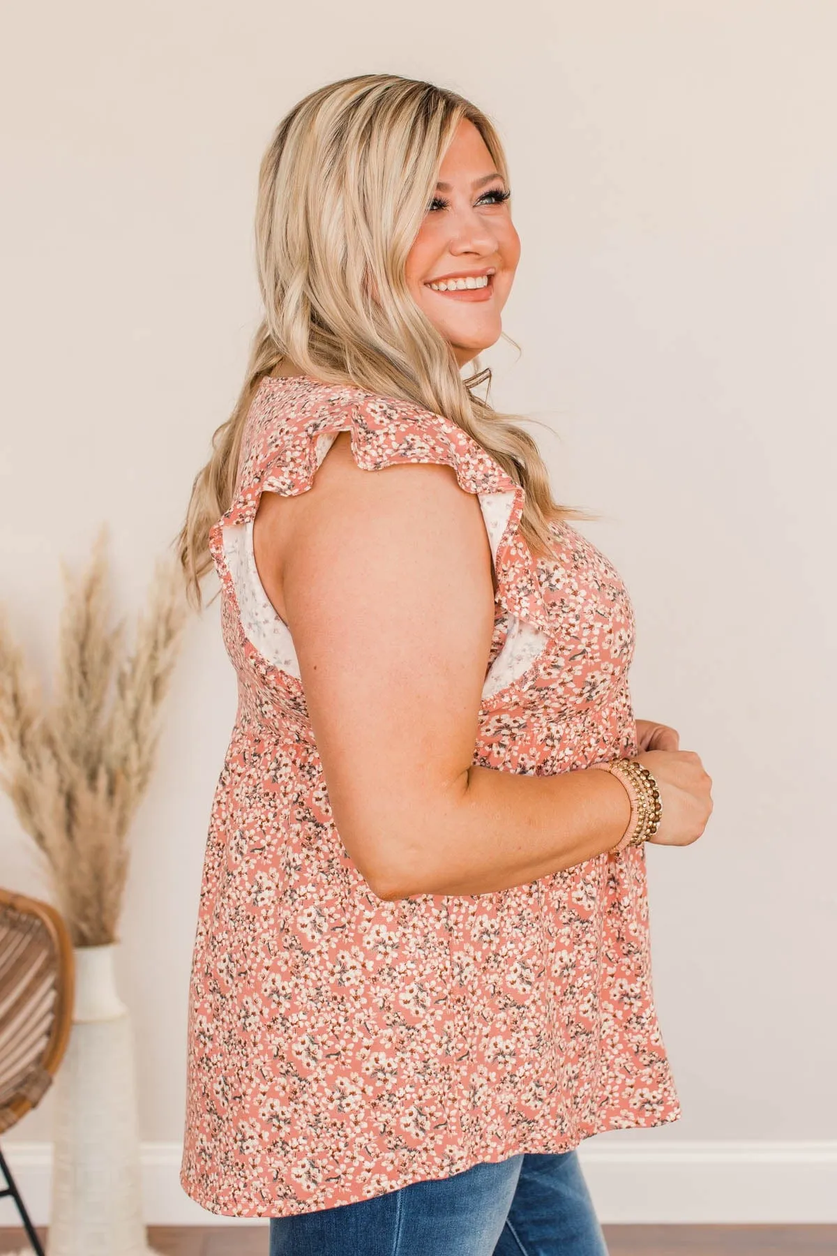 Breath of Spring Babydoll Top- Coral