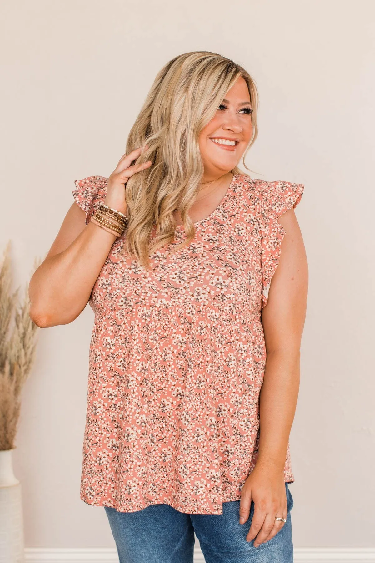 Breath of Spring Babydoll Top- Coral