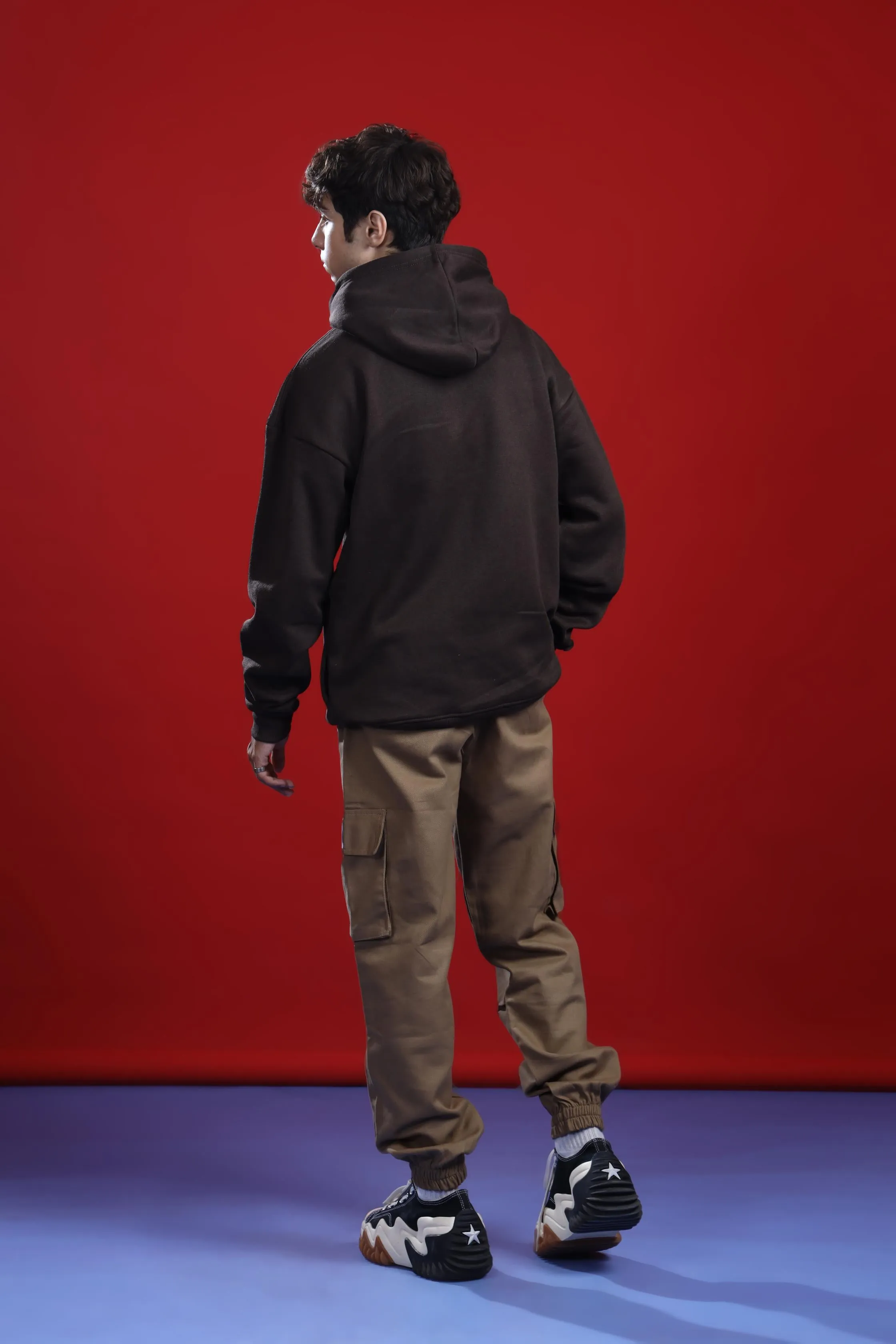 BROWN OVERSIZED BASIC HOODIE