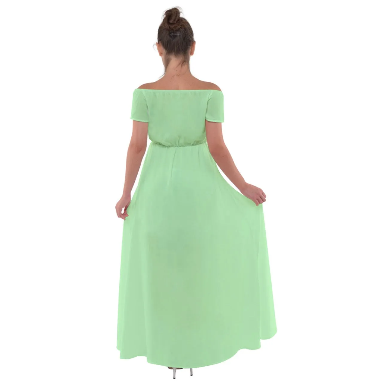 c0ffc0 Off Shoulder Open Front Chiffon Dress