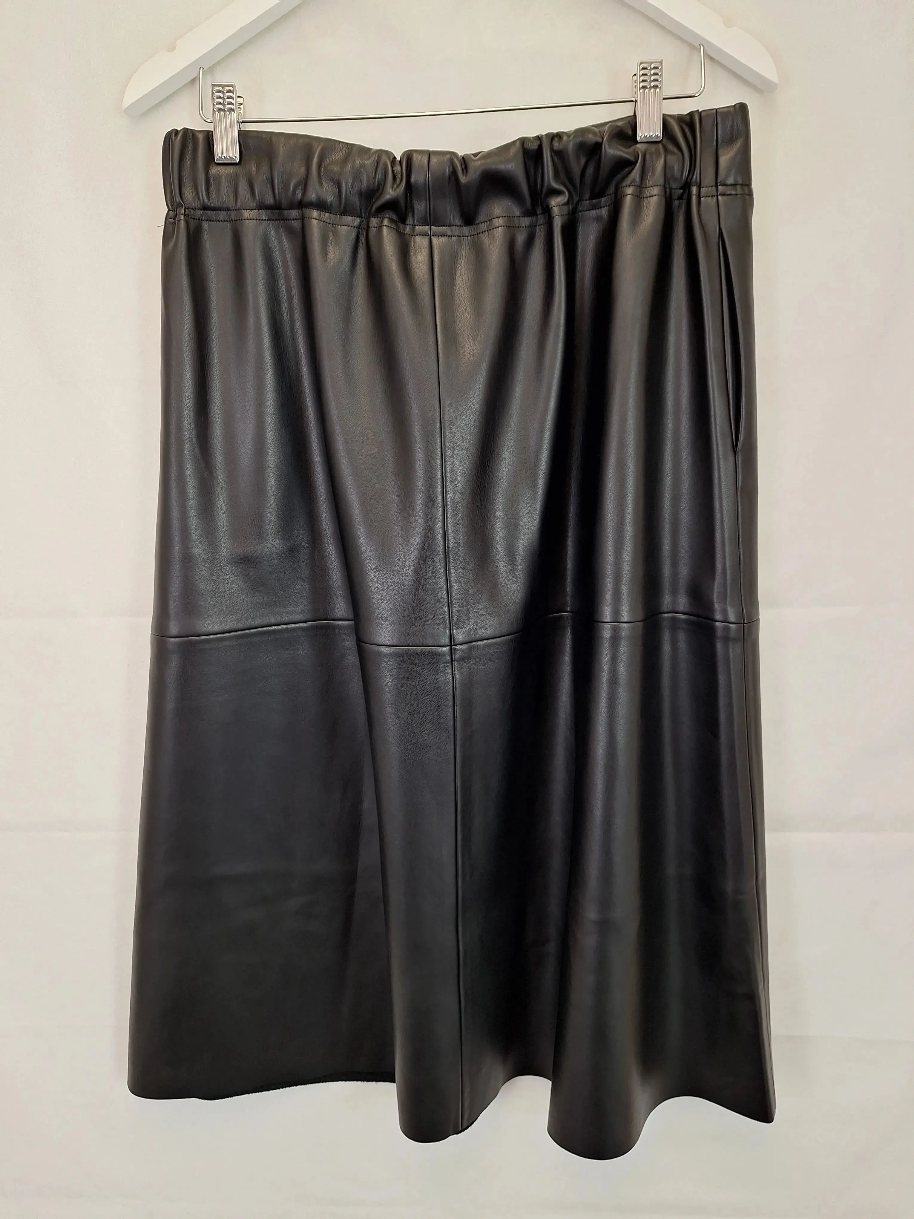 Cable Faux Leather Midi Skirt Size 14
