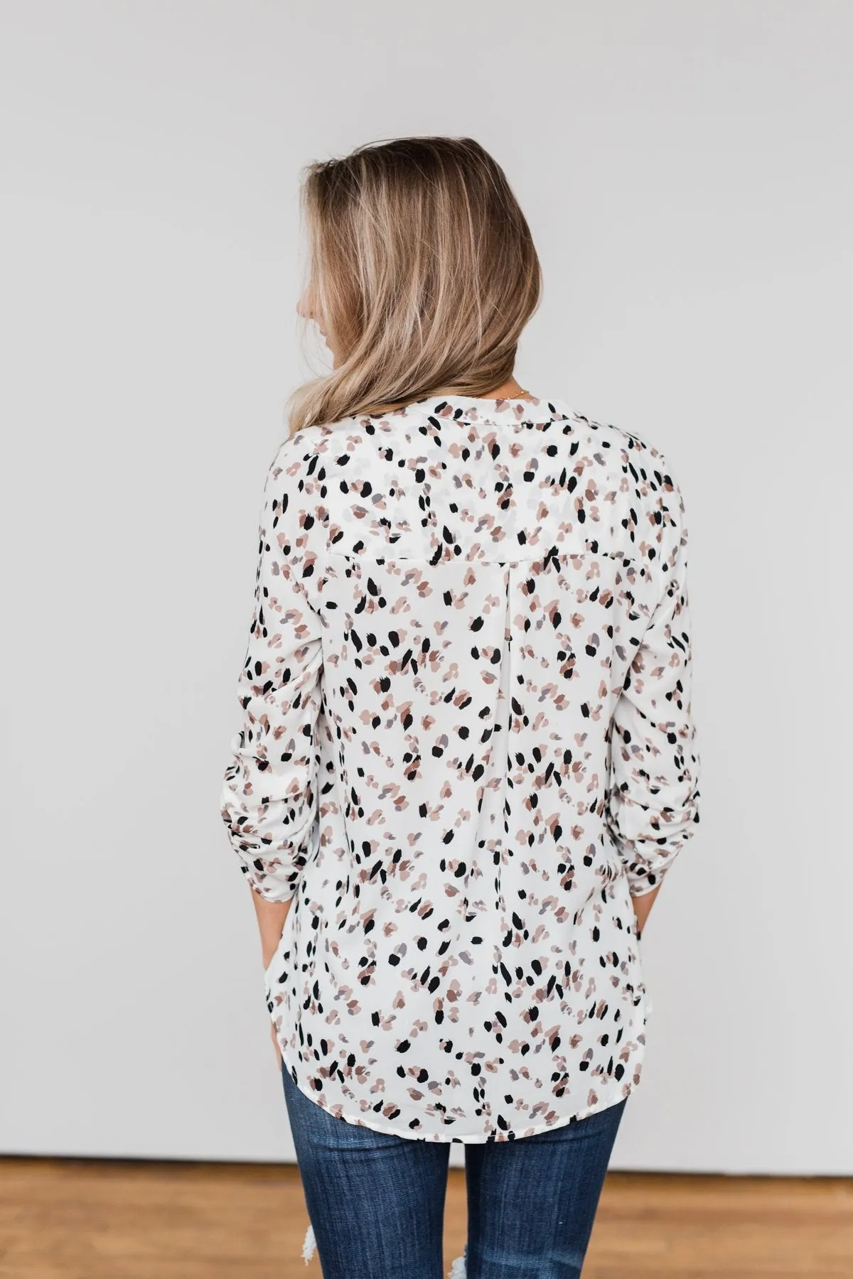 Calling Out To You Printed Blouse- Ivory