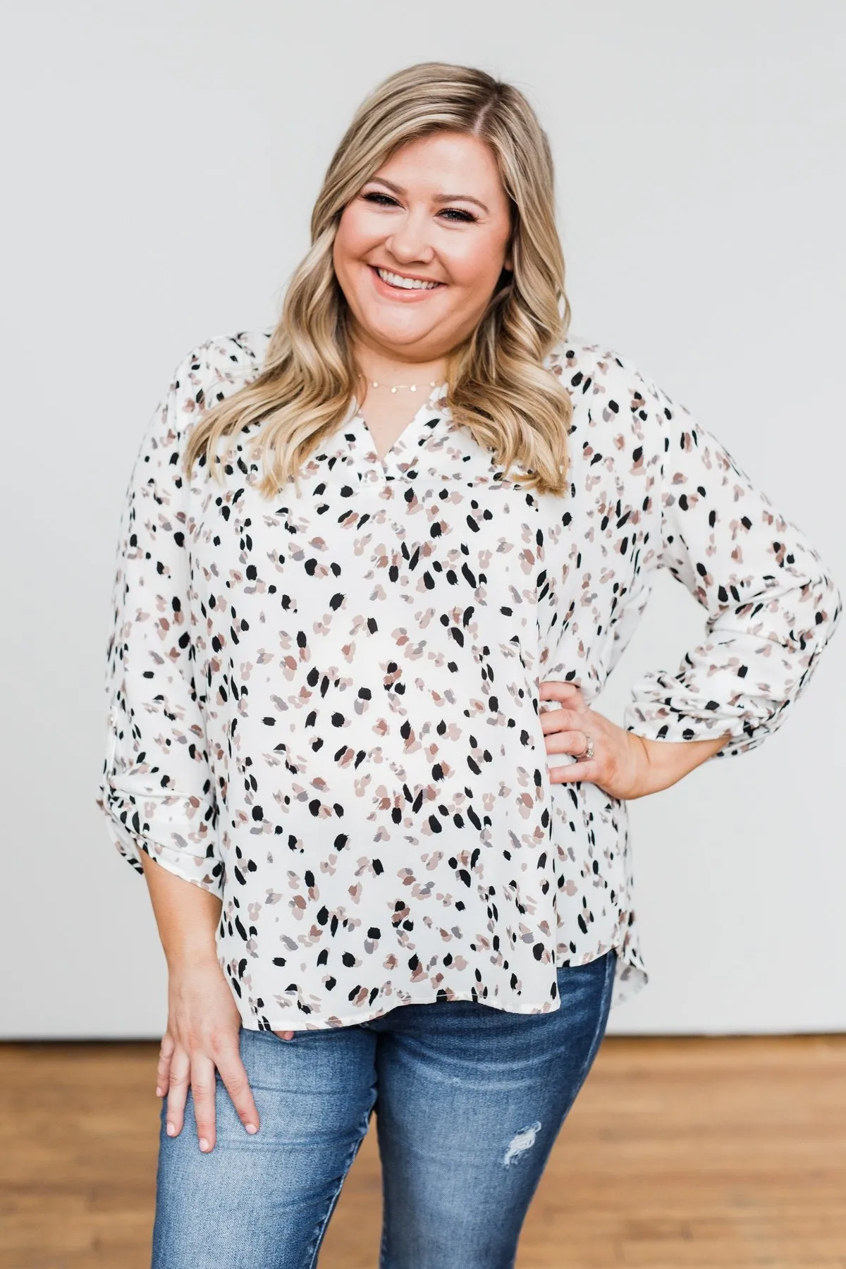 Calling Out To You Printed Blouse- Ivory