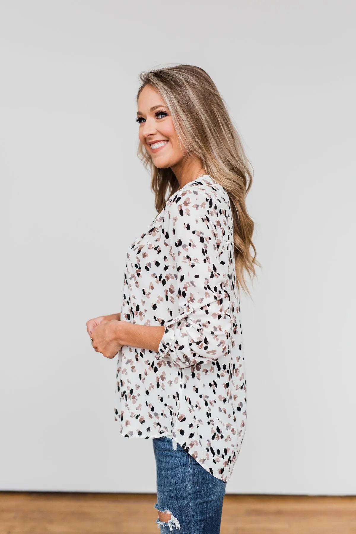 Calling Out To You Printed Blouse- Ivory