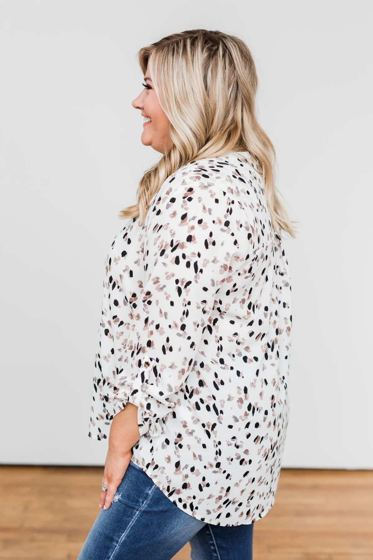 Calling Out To You Printed Blouse- Ivory