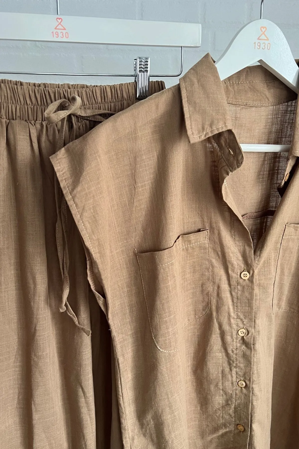CASSIE Linen Top & Pants Co-ord (Espresso Brown)