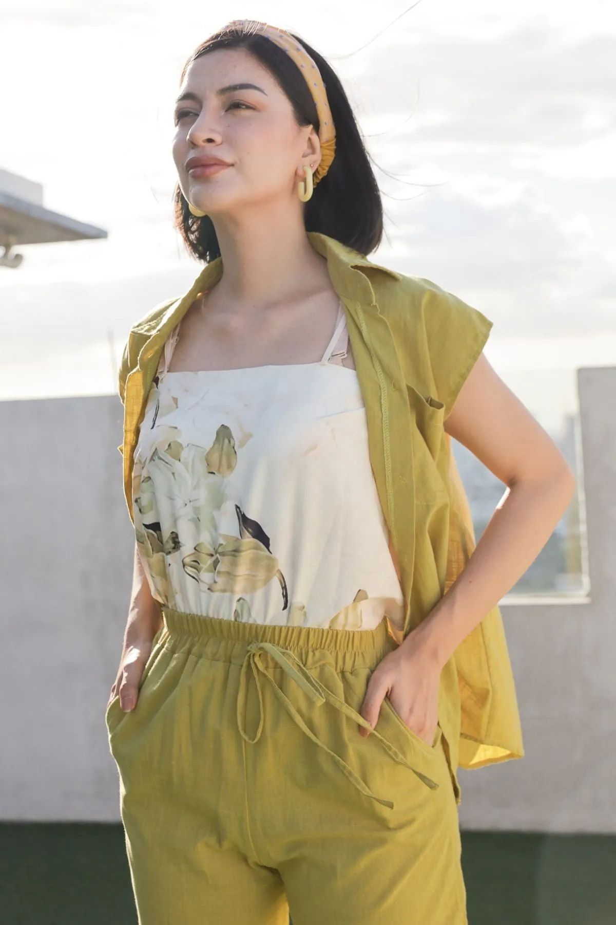 CASSIE Linen Top & Pants Co-ord (Lime)
